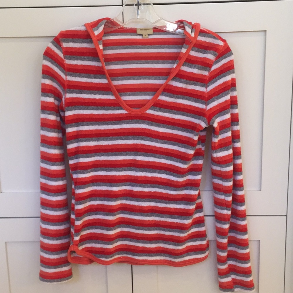 Adorable Ella Moss Striped Hoodie Top